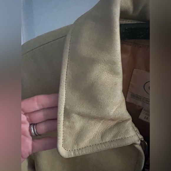 Georgetown Leather Design Women’s 100% Leather Zip Up Collared Long Sleeve Tan M - Picture 8 of 15